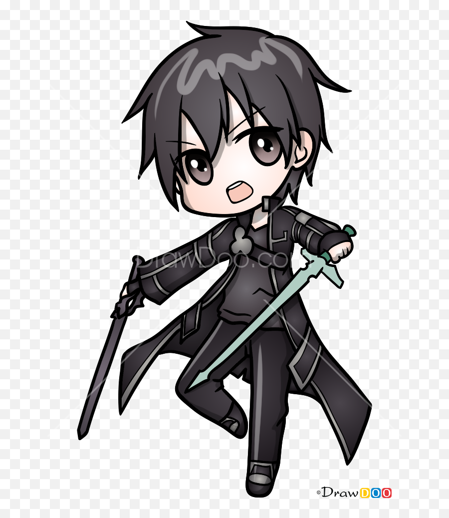 How To Draw Kirito Chibi Sword Art Online - Sword Art Online Kirito Chibi Png,Kirito Png