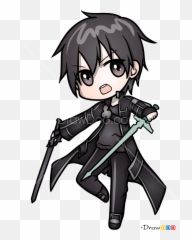 How To Draw Kirito Chibi Sword Art Online - Sword Art Online Kirito Chibi Png,Kirito Png