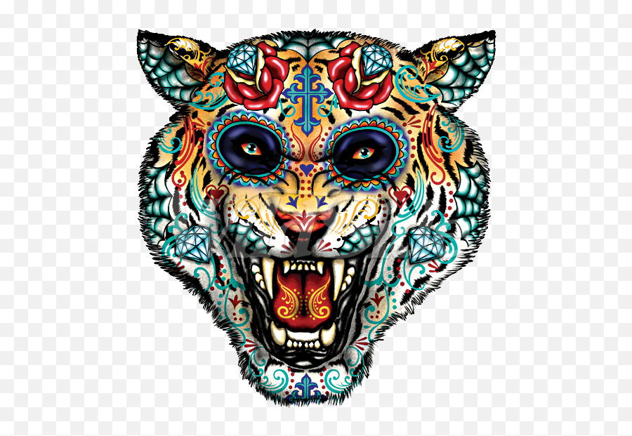 Day Of The Dead Tiger Clipart - Full Size Clipart 2953231 Day Of The Dead Png,Tiger Head Png