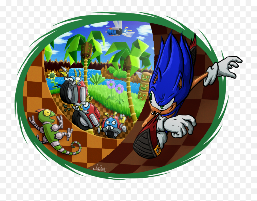 Joe Davies - Sonic The Hedgehog Sonic In Green Hill Greenhills Zone Png,Sonic 1 Logo