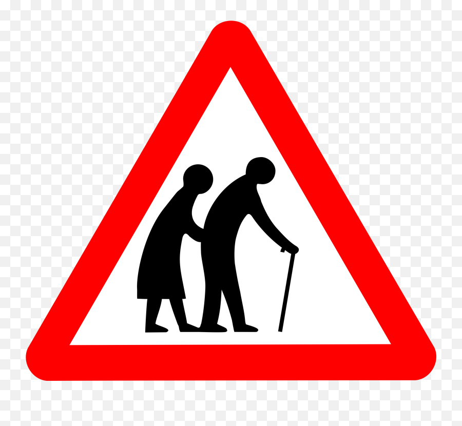 Library Of Cross The Road Clip Art Transparent Png - Old People Road Sign,Road Clipart Transparent