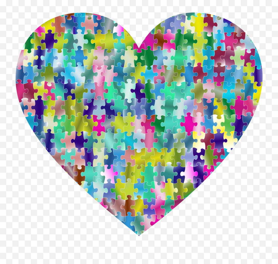 Rainbow Heart With Puzzle Pattern - Colorful Heart Puzzle Png,Rainbow Heart Png