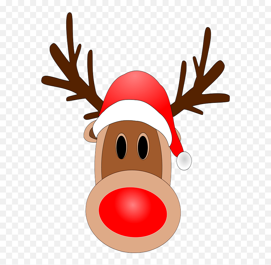 Rudolph The Reindeer In A Santa Hat Clipart Free Download - Rudolph Face Clipart Png,Cartoon Santa Hat Transparent