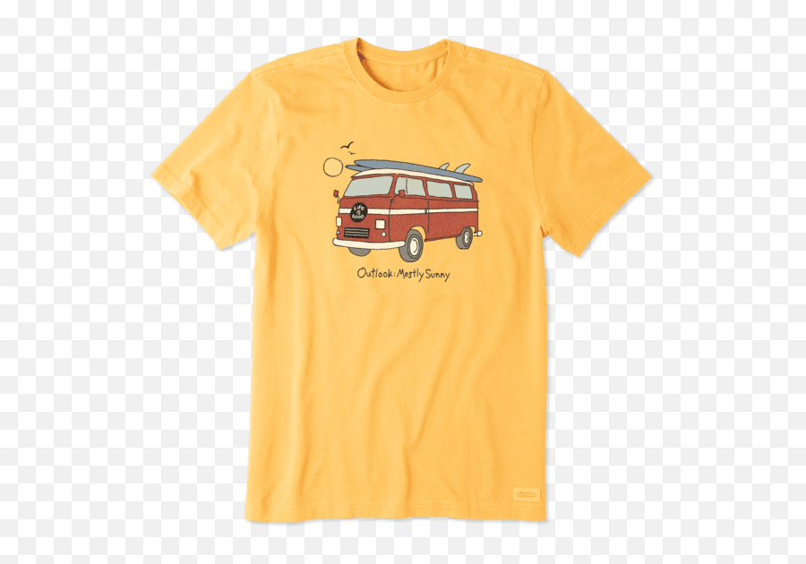 Menu0027s Outlook Mostly Sunny Crusher Tee Life Is Good - Life Is Good Yeah Buoy Png,Outlook Yellow Icon