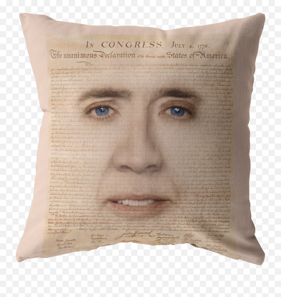 Nicolas Cage With Declaration Of Independence Throw Pillow - Nicolas Cage Meme Pillow Png,Nicolas Cage Png