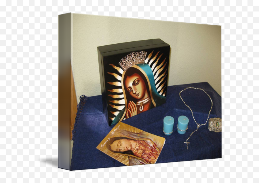 Virgen Of Guadalupe Icon Painted Wood Box By - Locket Png,Virgen De Guadalupe Png