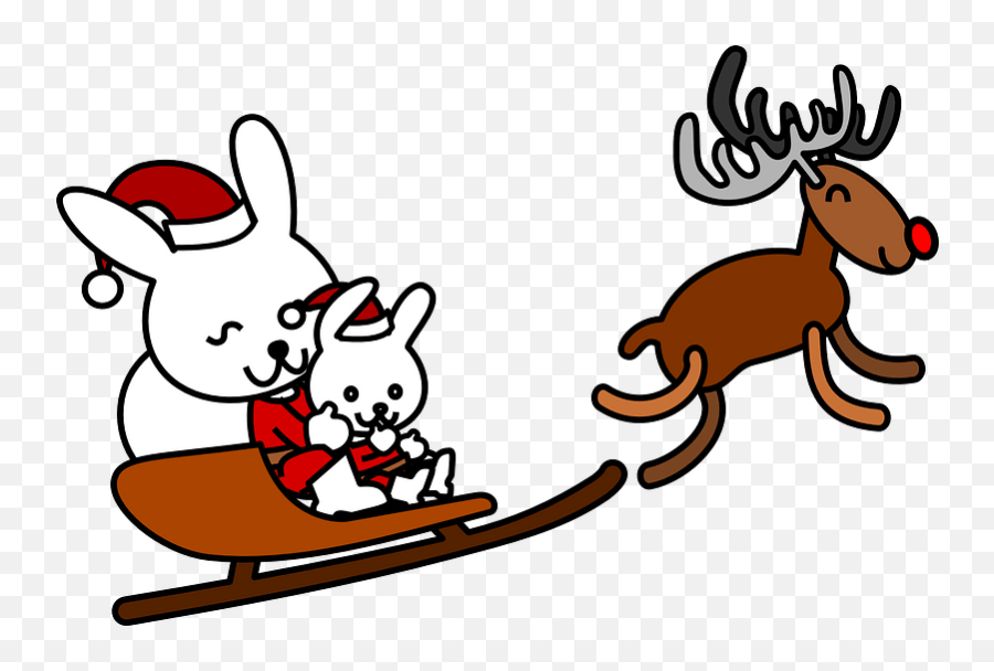 Santa Bunny And Reindeer Clipart - Easter Bunny Wearing Santa Clause Png,Santa And Reindeer Png