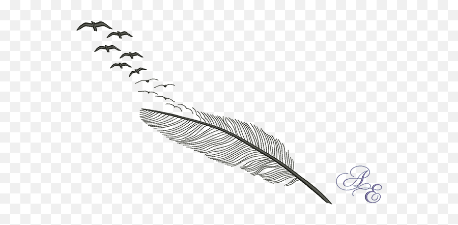 Silhouette Feather Breaking Apart Into - Feather Flying Birds Png,Feather Silhouette Png
