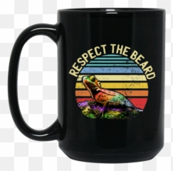 Respect The Beard Funny Bearded Dragon Black Mug - Beer Stein Png,Bearded Dragon Png