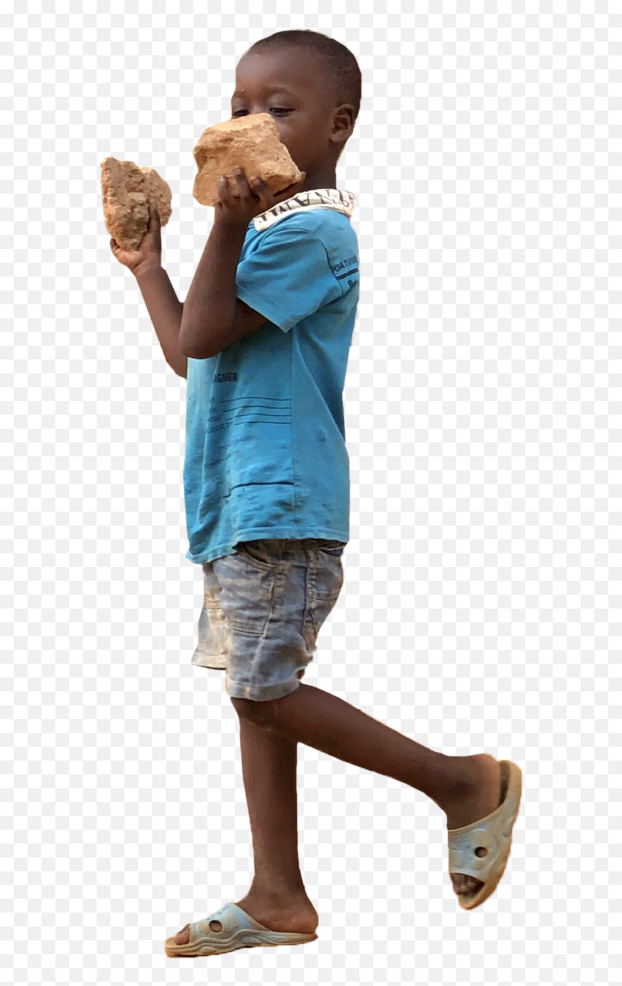 African Kid Walking Holding Rocks U2013 Afrikut - Standing Png,Walking Png