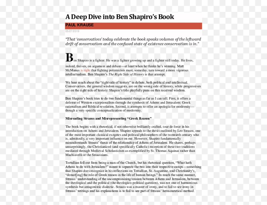 Pdf Review The Right Side Of History By Ben Shapiro Paul - Horizontal Png,Ben Shapiro Png