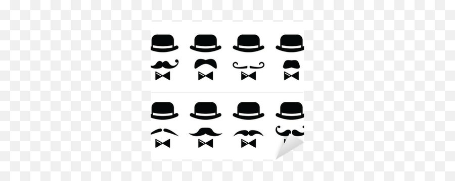Sticker Gentleman Icon - Man With Moustache And Bow Tie Set Vector Bowler Hat Icon Png,X Men Icon