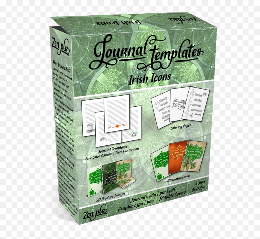 Irish Icons Journal Template Product Cover U2013 Zen Plr - Cardboard Packaging Png,Irish Icon