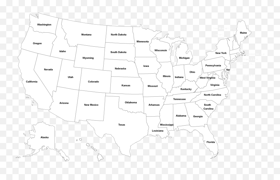 United States Of America - Map Of United States Outline On Black Png,United States Map Transparent