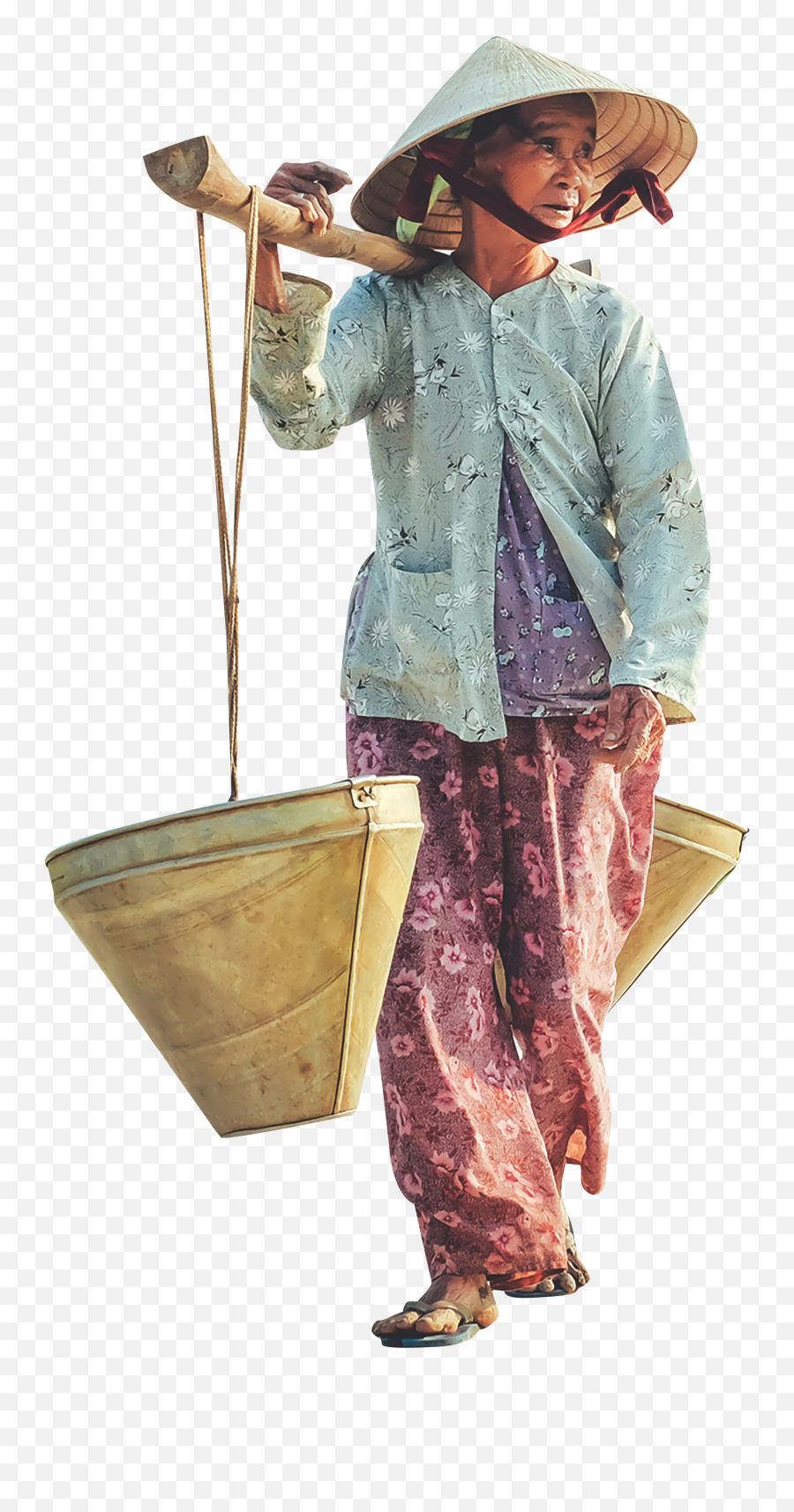 Woman Carrying Bucket Transparent - Places You Cannot Miss In Vietnam Png,Bucket Transparent Background