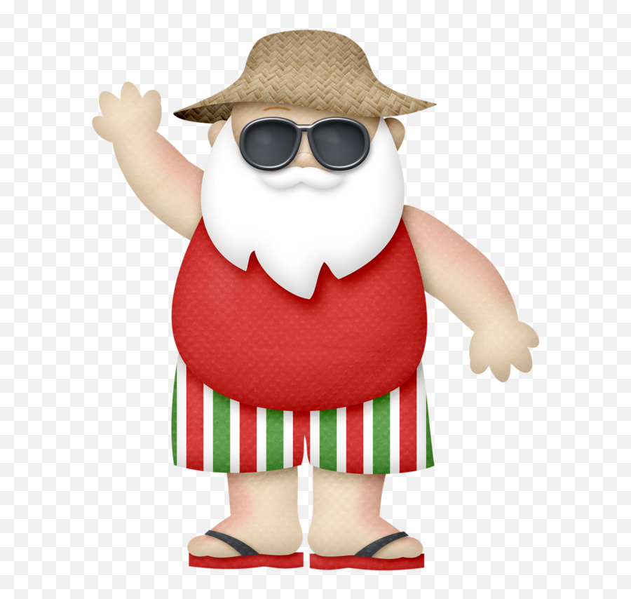 Santa Clipart Vacation Transparent Free For - Santa On The Beach Clip Art Png,Santa Clipart Png