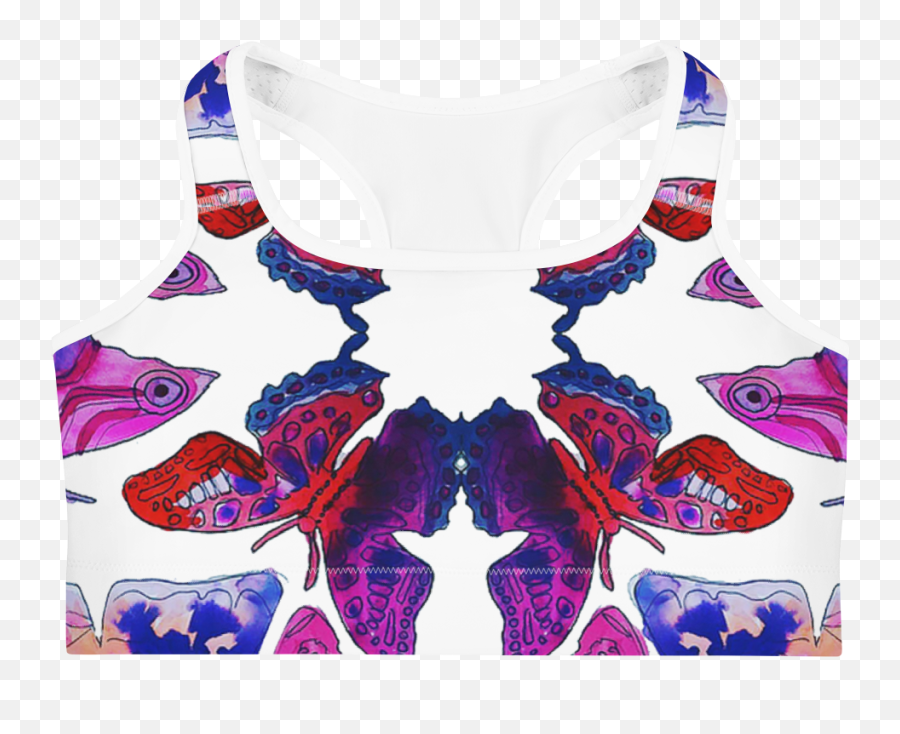 Butterfly Reflection Sports Bra - Active Tank Png,Watercolor Butterfly Png