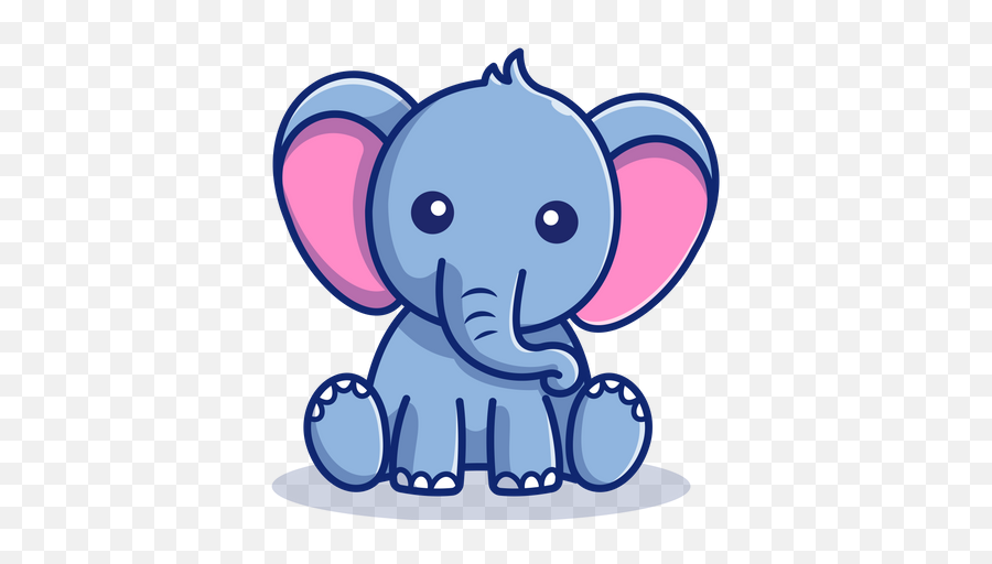 Cute Baby Elephant Icon - Download In Colored Outline Style Cute Elephant Sitting Png,Kawaii Icon Pack