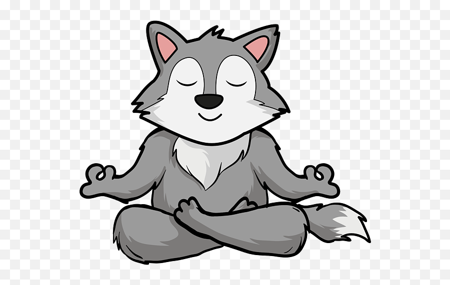 Cute Wolf In Meditation Pose Crossed Legs Yoga Adult Pull - Yoga Wolf Png,Animated Wolf Icon