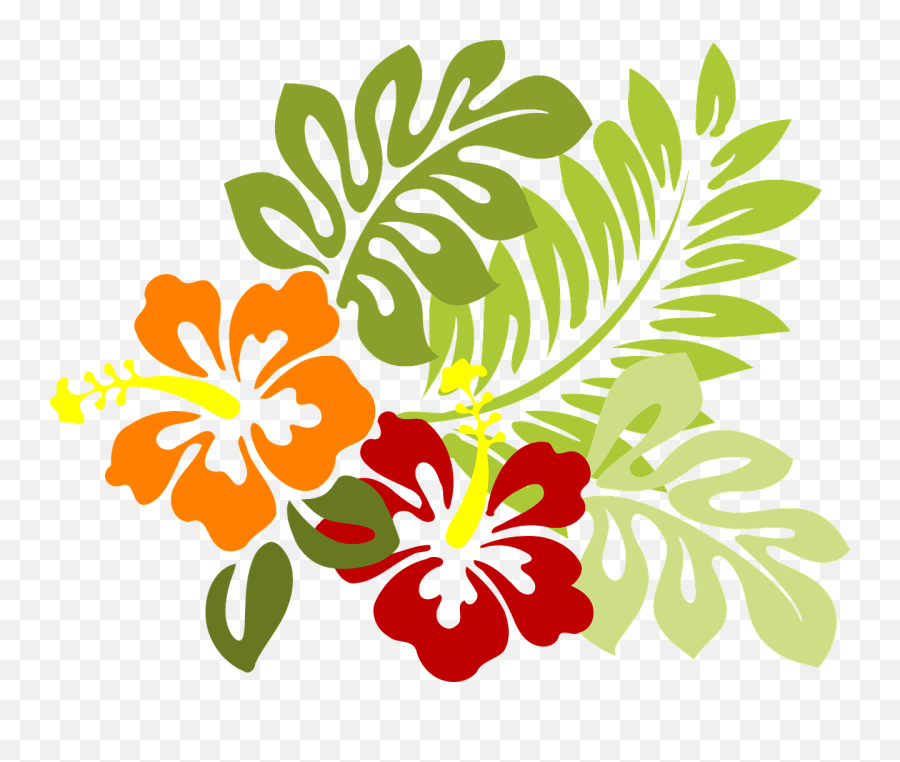 Flower Tropical Leaves - Free Vector Graphic On Pixabay Hibiscus Clip Art Png,Tropical Leaf Png