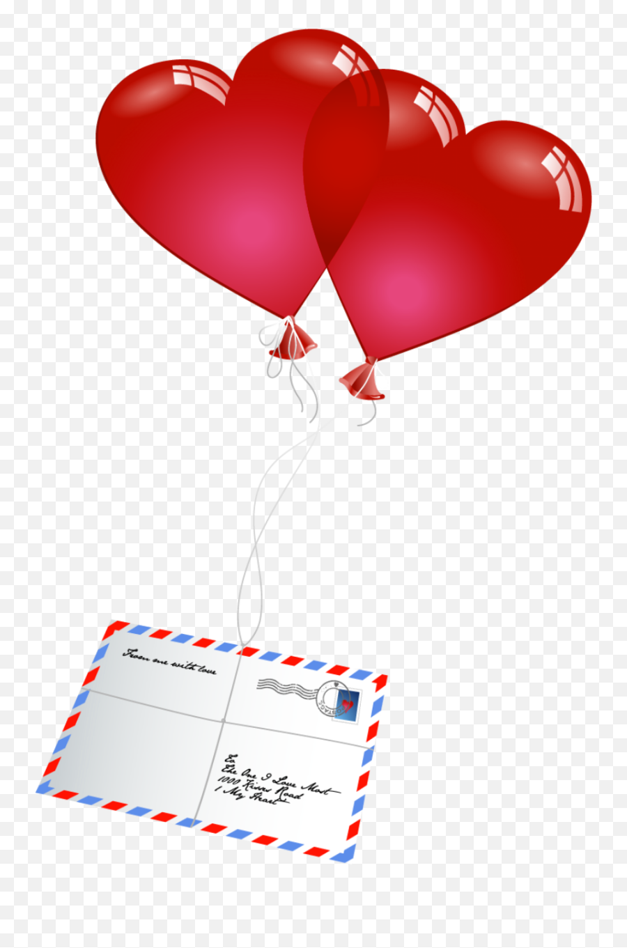 Valentines Day Letter With Heart Balloons Png Picture - Valentine Heart Png,Red Balloons Png