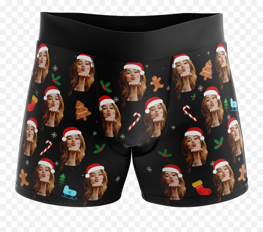 Santa Hat Black Boxers Face - Christmas Png,Santa Hat Transparent Background Png