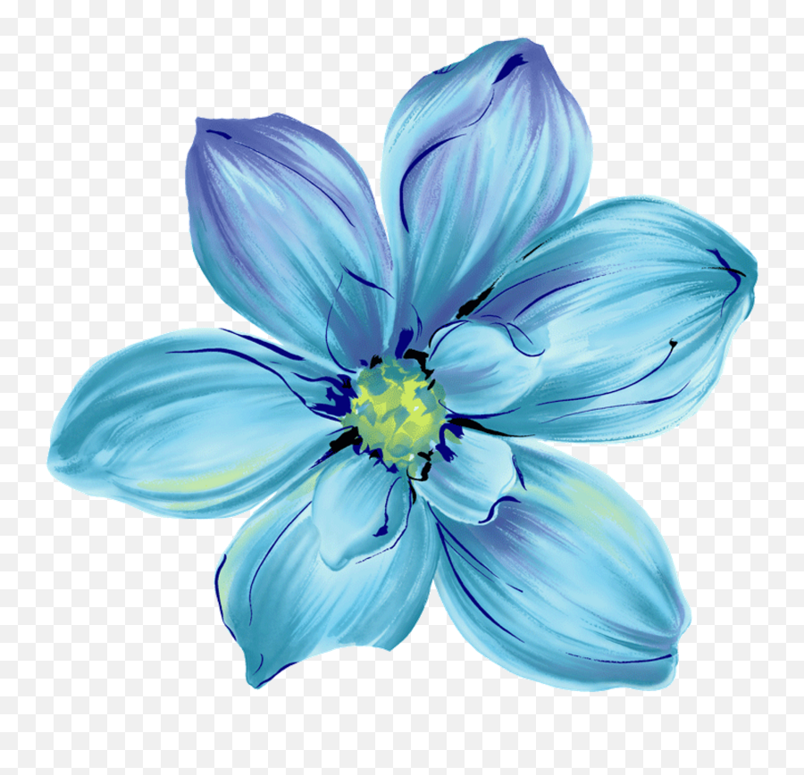 Ftestickers Art Watercolor Flower Blue - Blue Flower Png Hd,Flower Png Tumblr