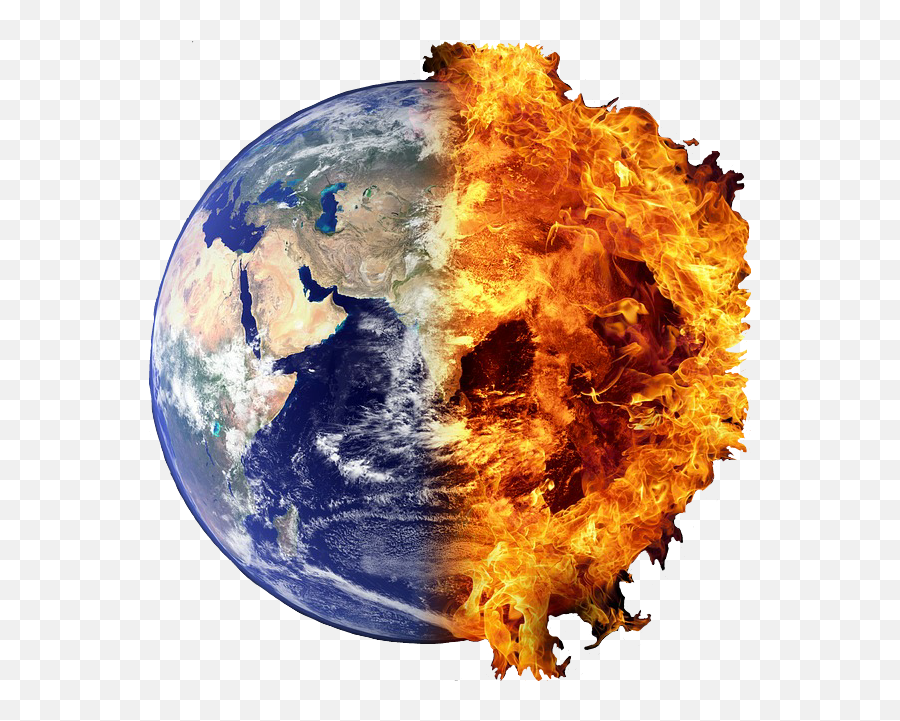 Ourearth Planet Fire World Globe Sticker By Sandra - Earth On Fire No Background Png,World Globe Png