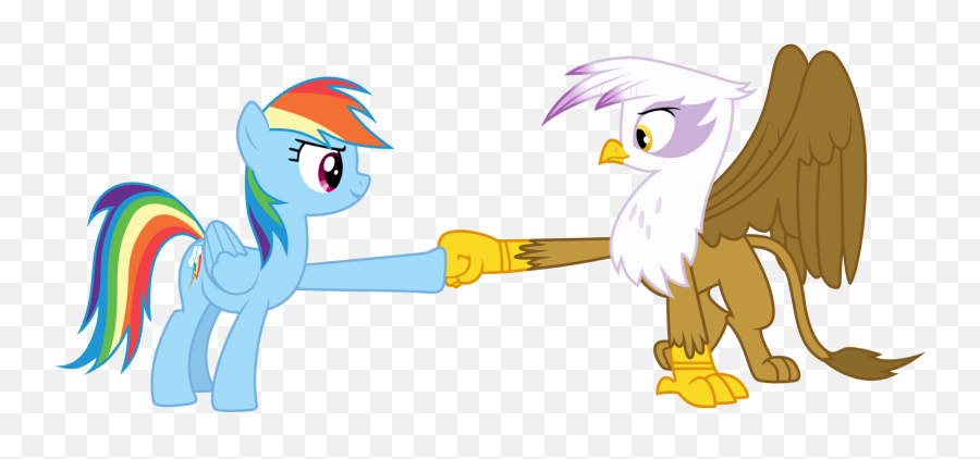 Rainbow Dash And Gilda Doing A Hoof Fist Bump By Tomfraggle - Mlp Rainbow Dash And Gilda Png,Fist Bump Png