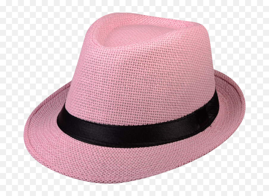 Pink Straw Fedora Gangster Hat With - Fedora Png,Gangster Hat Png