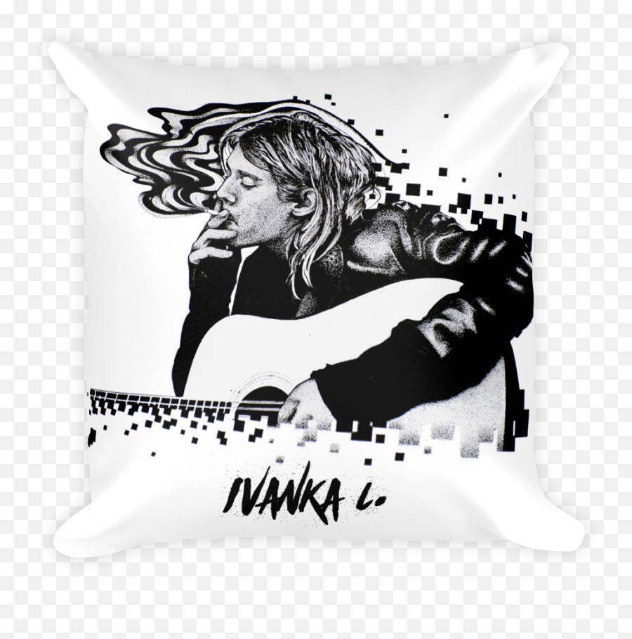 Kurt Cobain Smoking Square Print Pillow - Kurt Cobain Smoking Png,Kurt Cobain Png
