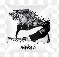 Kurt Cobain Smoking Square Print Pillow - Kurt Cobain Smoking Png,Kurt Cobain Png