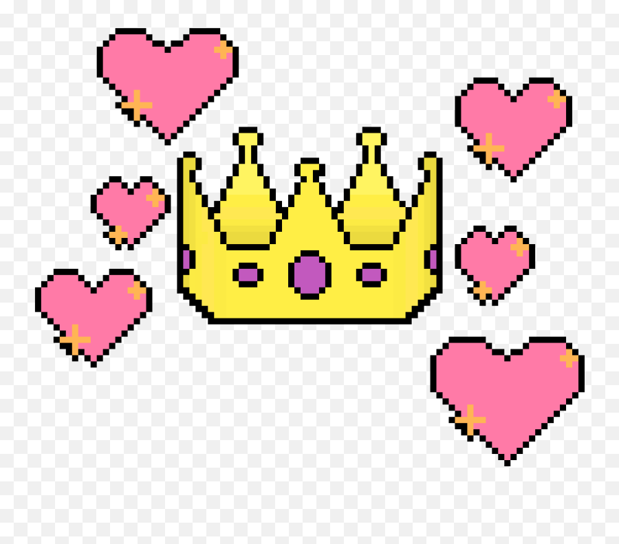 Pixelated Heart - Pixel Art Pink Crown Transparent Png Pink Crown Pixel Art,Heart Crown Transparent
