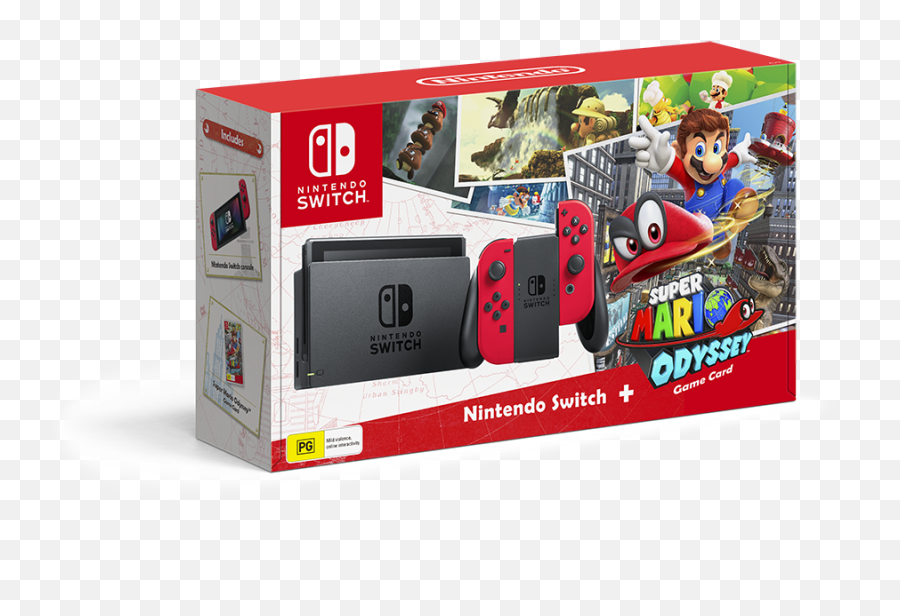 Nintendo Switch Mario Odyssey Edition Transparent Cartoon - Nintendo Switch Odyssey Bundle Png,Nintendo Switch Transparent Background