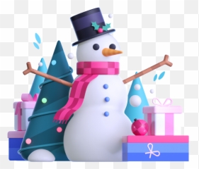 Snowman Gifts Presents 3d - illustration Free download Christmas Hackathon png
