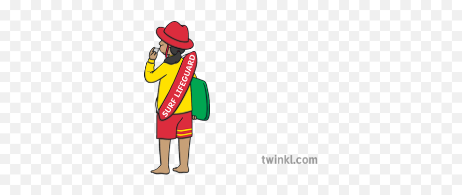 Lifeguard Blowing Whistle Illustration - Twinkl Lifeguard Blowing Whistle Cartoon Png,Whistle Png