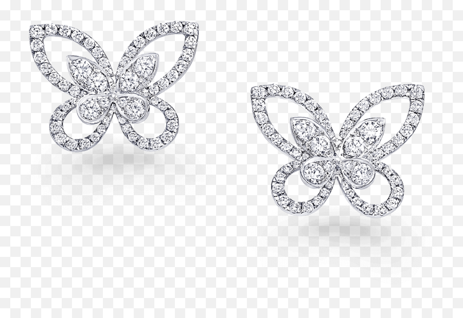 Diamond Stud Earrings - Body Jewelry Png,Butterfly Silhouette Png