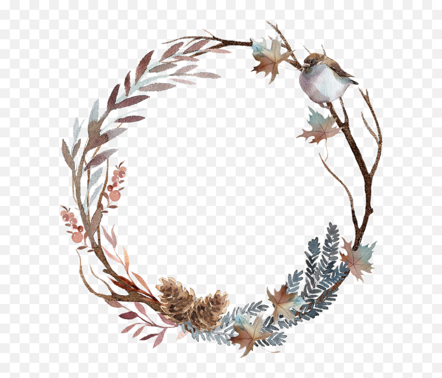 Wreath Bird2 - Flower Circle Png For Christmas,Watercolor Circle Png