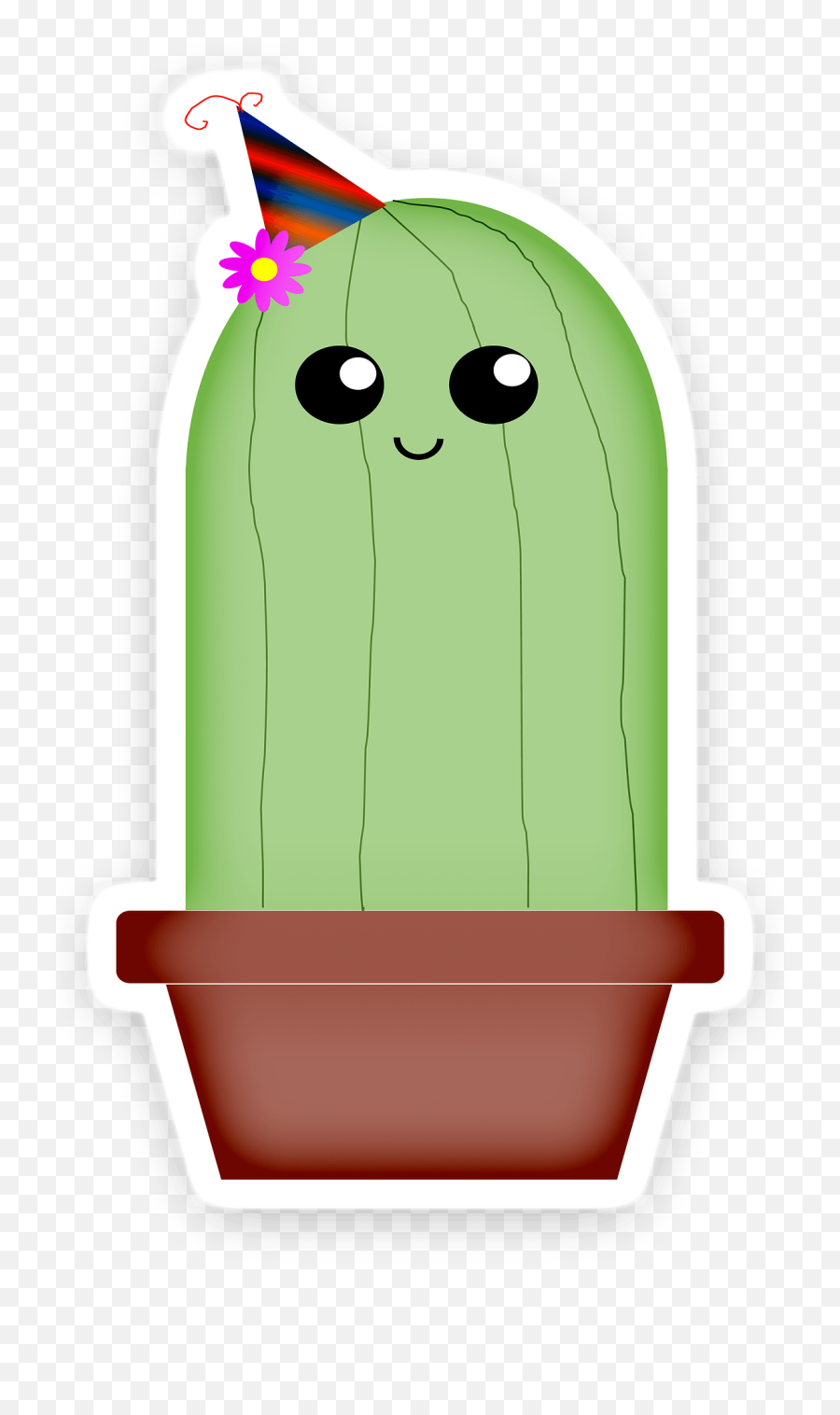 Cute Cactus In Birthday Hat Clipart - De Cactus Animados Kawaii Png,Cute Cactus Png