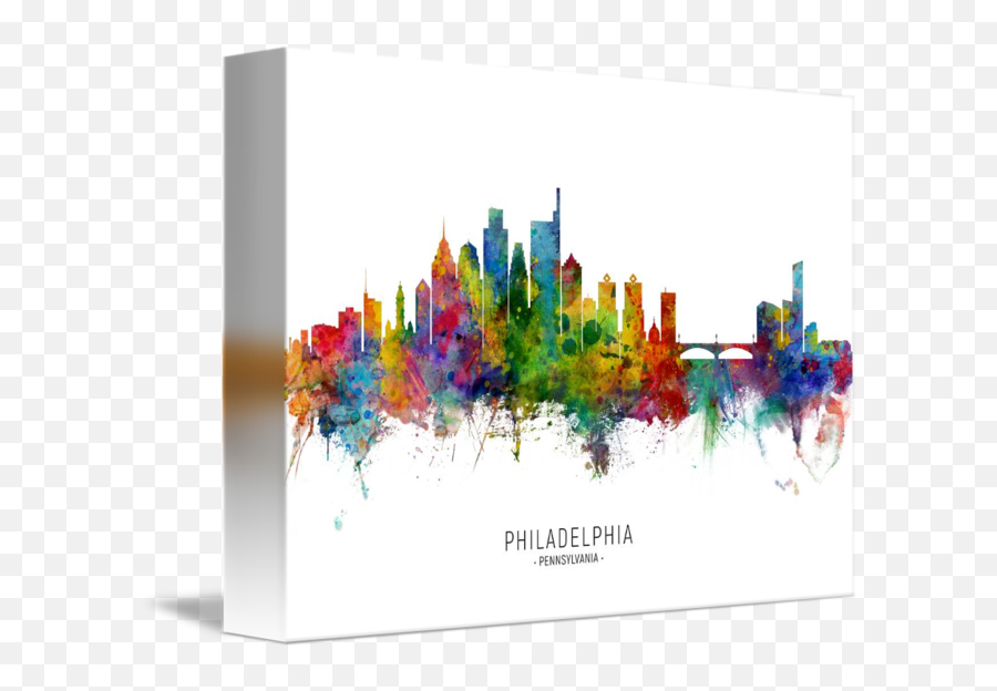 Philadelphia Pennsylvania Skyline By Michael Tompsett - Philadelphia Skyline Canvas Art Png,Philadelphia Skyline Silhouette Png
