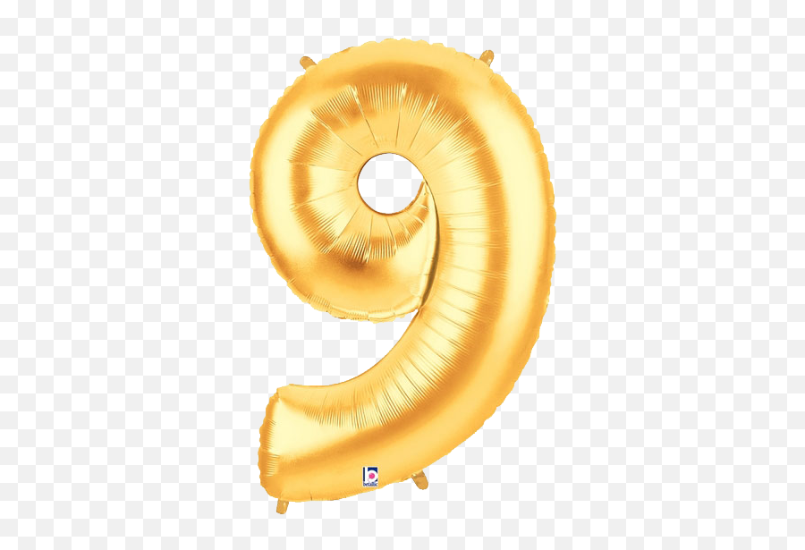 Gold Number 9 Foil Balloon Letters - Foil 9 Balloon Png,Gold Balloon Png