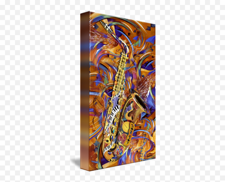 A Little Sax Abstract Colorful Jazz Saxophone Prin By Julie Borden - Saxophonist Png,Sax Icon