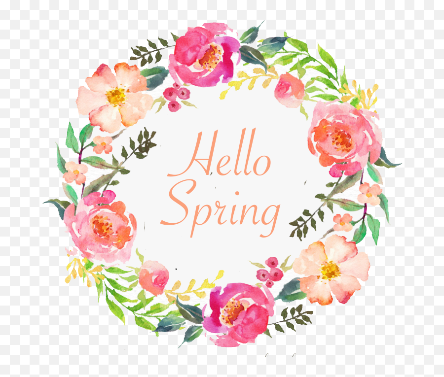 Hello Spring - Flower Watercolor Wreath Png,Sweet Icon Change