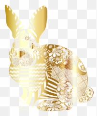 Onlinelabels Clip Art - Gold Floral Rabbit No Background Easter Bunny Transparent png