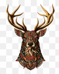 Ornate Buck Png Image With No - Black And White Animal Illustration,Buck Png