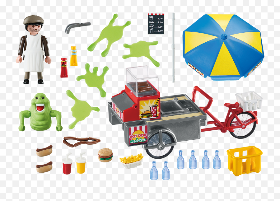 Slimer With Hot Dog Stand - Playmobil Slimer With Hot Dog Stand Png,Slimer Png