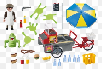 Slimer With Hot Dog Stand - Playmobil Slimer With Hot Dog Stand Png,Slimer Png