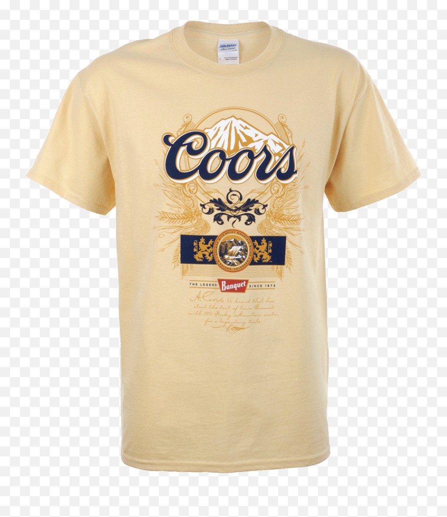 Gold Coors Banquet T - Shirt Coors T Shirt Shirts Short Sleeve Png,Miller Coors Logos
