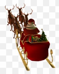 Christmas Santa Sleigh And Reindeer Clip Art - Santa Sleigh With Reindeers Transparent png