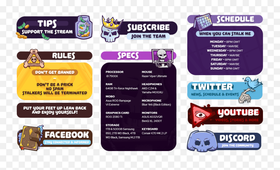Free Twitch Panels - Download Template Designs Language Png,Black Twitch Icon
